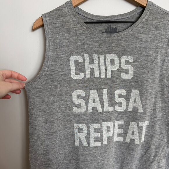 Chips, Salsa, Repeat Gray Graphic Tank Top - Picture 2 of 4